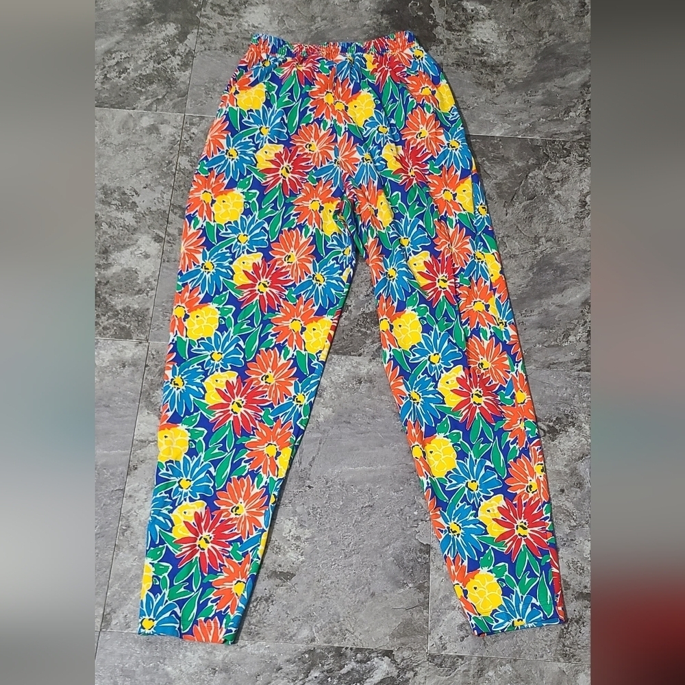 Womens Birch bros floral tropical print pants size medium